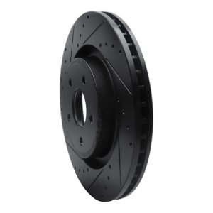 Jeep Grand Cherokee Brake Rotor (1) - Front Left - R1 Concepts - Drilled & Slotted - Black - `06-`10